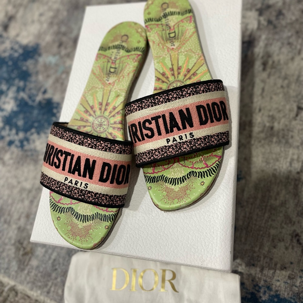 DIOR DWAY Green SANDAL SLIDE 40 authentic